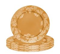 6 Sottopiatti Bordo Foglie Pungitopo Colore Oro in plastica Rigida Tondo 33 cm Natale cenone sotto Piatto Natalizio Capodanno Natale Cena Aperitivo