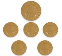 6 sottopiatti Oro in plastica Rigida Tondo 33 cm Bordo Ondulato Natale cenone sotto Piatto