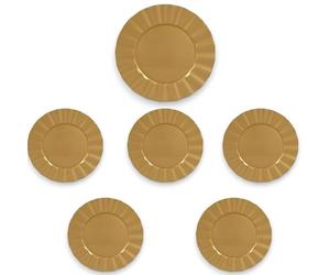 6 sottopiatti Oro in plastica Rigida Tondo 33 cm Bordo Ondulato Natale cenone sotto Piatto
