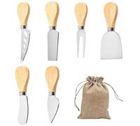 6 Spatole Per Burro E 1 Sacchetto Di Iuta, Set Di Coltelli Da Formaggio, Coltello Da Formaggio Con Manico In Legno, Utensile Da Cucina Multifunzionale