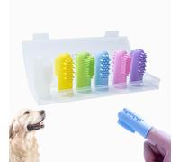 6 spazzolini da denti in silicone per cani e gatti, con custodia, facile pulizia dei denti (6 colori, taglia unica)