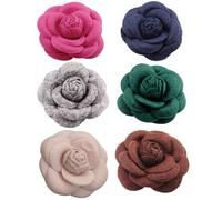 6 spille in tessuto a forma di camelia da donna, alla moda, ideali come regalo per abiti, cappelli, sciarpe, Medium, Panno, Non pietra preziosa