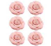 6 spille in tessuto a forma di camelia da donna, alla moda, ideali come regalo per abiti, cappelli, sciarpe, Medium, Panno, Non pietra preziosa