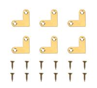 6 staffe angolari piatte in ottone anticato, robuste, resistenti, in metallo a 90 gradi, per cassetti, angoli fissi (oro)