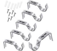 6 staffe per asta per tende regolabili generali per aste per tende, ganci da parete, per esterni, con viti per asta per tende da 2,5 cm di diametro (argento opaco)