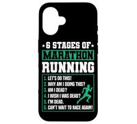 6 Stages of Marathon Run Funny Runner Humor Custodia per iPhone 16