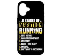 6 Stages of Marathon Run Funny Runner Humor Custodia per iPhone 16