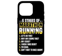 6 Stages of Marathon Run Funny Runner Humor Custodia per iPhone 16 Pro