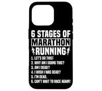 6 Stages of Marathon Run Funny Runner Humor Custodia per iPhone 16 Pro