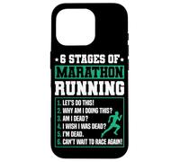 6 Stages of Marathon Run Funny Runner Humor Custodia per iPhone 16 Pro