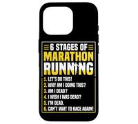 6 Stages of Marathon Run Funny Runner Humor Custodia per iPhone 16 Pro