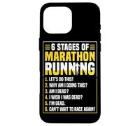 6 Stages of Marathon Run Funny Runner Humor Custodia per iPhone 16 Pro Max