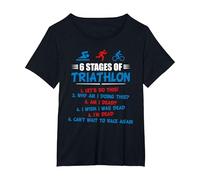 6 Stages of Triathlon - am I Dead? Maglietta, Donna Plus-Size, Nero, 4X
