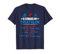 6 Stages of Triathlon - am I Dead? Maglietta, Uomo, Navy, 5XL