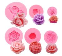 6 stampi in Silicone 3D a Forma di Fiore - Rosa e peonia | rosa e peonia morbidi per fondente e candele - facili da staccare, fai da te, fatti a mano