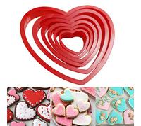 6 stampi per biscotti a forma di cuore, in plastica, per San Valentino, dimensioni da 2,5 a 8,5 cm