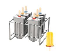 6 stampi per ghiaccio in acciaio inox, stampo per ghiaccio fatto in casa, stampo per ghiaccio lavabile in lavastoviglie con 100 bastoncini, base di supporto antiaderente, stampo per ghiaccio per