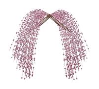 6 steli di bacche artificiali glitterate, 76 cm, rami rosa, steli per albero di Natale, bastoncini di salice piangente decorazione (rosa)