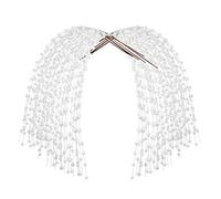 6 steli di bacche artificiali glitterate, rami bianchi da 76 cm, steli per albero di Natale, bastoncini di bacche di salice piangenti decorativi (bianco)