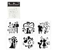 6 stencil a forma cuore per coppie per realizzare cartoline, scrapbooking e decorazioni per la casa, materiali artistici per bambini e adulti Stencil per pittura scavati per animali domestici
