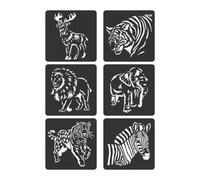 6 stencil a tema animale, album di ritagli, diari, pittura, arte, zoo, modelli artistici a tema per progetti con serie di animali scava fuori diario di pittura