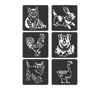 6 stencil a tema animale, per album di ritagli, diari, pittura, arte, zoo, template: progetti a tema, album di ritagli, pittura