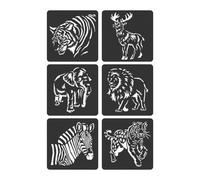 6 stencil a tema animale, per album di ritagli, diari, pittura, arte, zoo, template: progetti a tema, album di ritagli, pittura