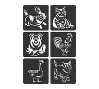 6 stencil a tema animale, per album di ritagli, diari, pittura, arte, zoo, template: progetti a tema, album di ritagli, pittura