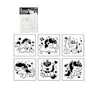 6 stencil artistici intagliati, ideali per progetti scolastici e design creativo, modelli di disegno artistico in PET per la scrittura a mano