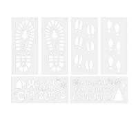 6 stencil classici in PET con impronte di orme natalizie, 30,5 x 14 cm, grande modello da disegno, decorazioni natalizie, stencil per impronte