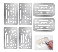 6 stencil per cancellare in acciaio inox - 27 fori stencil per disegno artistico e tecnico, ingegneria, disegno meccanico e schizzi architettonici