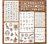 6 stencil per pittura con geroglifici egiziani, riutilizzabili, template per la combustione del legno, stencil vintage per bordo, per diari, album di ritagli, artigianato, arte, fai da te