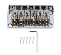 6 String Hardtail Bridge for Electric Guitar | Zinc Alloy Copper Enhances Tone & Sustain | 78mm Saddle Bridge Replacement for Tele/Strat Style Guitars | Easy Install (Argento)