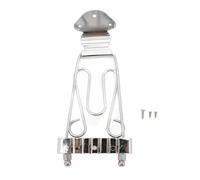 6 String Trapeze Tailpiece with Screws, Guitar Bridge Tailpiece for Archtop Jazz Guitar and Bass, Open Frame Design Height Adjustable Metal Tailpiece with 3 Mounting (Argento)