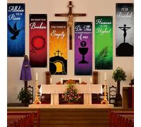 6 striscioni pasquali per chiesa religiosa da appendere alla parete del santuario, cartello da appendere con lode, con versi biblici, squisiti striscioni per decorazioni scolastiche e vacanze