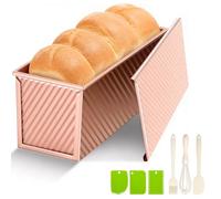 6 strumenti bonus: teglia Pullman da 2,0,9 kg con coperchio, antiaderente di alta qualità, per pane fatto in casa, stampo per pane ondulato in acciaio al carbonio con coperchio per pane naturale