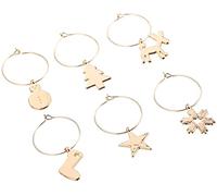 6 Stück Weihnachtsglas Charms Weihnachten Weinglas Marker Santa Rentier Weinglas Tags Glasringe Identifikatoren Weinbevorzugungen für Weihnachtsfeier DekorationDesign pratico