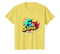 6 & Super: Celebrazione di Compleanno in Stile Fumetto Vivace Maglietta, Bambini, Limone, 2 Anni