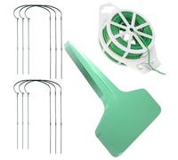 6 supporti per piante in metallo resistente con filo di legatura per fiori rampicanti, include 10 etichette da giardino per gabbie per peonie domestiche e