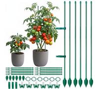 6 Supporti per Piante, regolabile 30-90 cm pali per pomodori,con 3 connettori e 6 clip di farfallo Rankhilfe piante da camera, per cucumbri, orchidee, fagioli,sostegni per pomodori (37PCS)