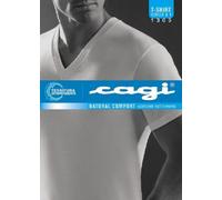 6 T-SHIRT MAGLIETTA UOMO CAGI MANICA CORTA 1305 BIANCA SCOLLO V 100% COTONE