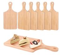 6 taglieri in bambù spesso 28 x 12 cm, tagliere in legno sfuso per servire salumi con manico, vassoio da cucina, per carne, pane, verdure, frutta e cibo