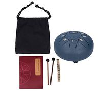 6 - Tamburo a lingua da 8 pollici con mazze e libro di musica, strumento a percussione manuale per la meditazione e il rilassamento, include borsa di conservazione e adesivi per no (Blu navy)