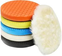 6 tamponi per lucidatura da 15cm per piastra di supporto da 15cm, composto da spugna e cuscinetti di lana, kit per lucidatura e lucidatura per lucidatura a tampone auto, lucidatura e ceretta