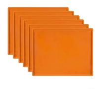 6 Tappetini in Silicone per Essiccatore per cosori, Foderine Antiaderenti 31x26cm per Biscotti e Frutta, Resistenza Termica -40°C a 230°C, Lavabili in Lavastoviglie, Set da 6 Colorati(Orange)