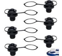 6 tappi per valvole gonfiabili per barche gonfiabili, 22 mm, nero, con coperchio a tre anelli, valvola di ricambio a vite, tappi per valvole d'aria per oggetti gonfiabili, per prodotti gonfiabili