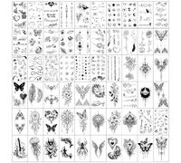 6 tatuaggi con lentiggini con glitter e lentiggini, impermeabili, impermeabili, con stelle e punti, per viso, feste, festival, trucco, tatuaggi temporanei per adulti, 120 fogli di tatuaggi neri