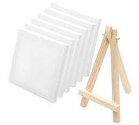 6 Tavole Artistiche Su Tela, 10 x 10 cm, per Pittura a Olio Acrilica e Decorazione, Mini Cornice Con Cavalletto per Pittura Artistica