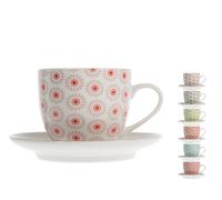 6 Tazze Caffe'/te' New Bone China Fiori 185 Con piatto Crazystock Selection