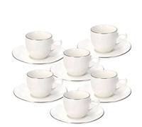 6 Tazzine Caffè Metropolis Filo Platino, Porcellana Bianca Tognana